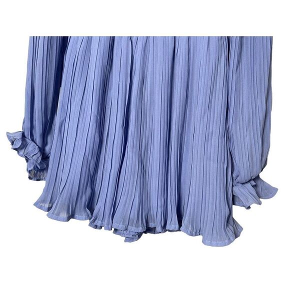 NWT Lulus XS Blue Pleated Long Sleeve Romper Women's Romper - Picture 11 of 13